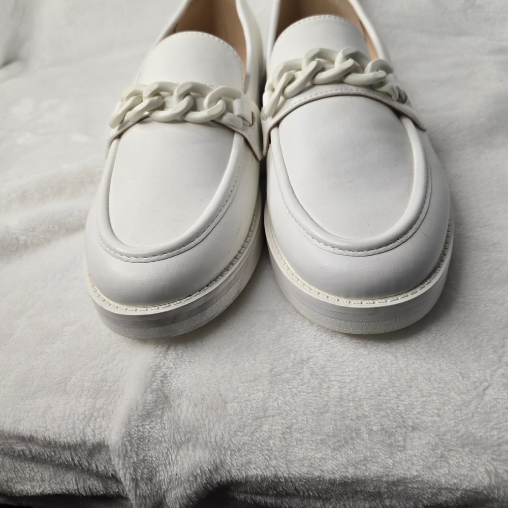 Marc Fisher Babbea White Chain Link Platform Loafers MFBABBEA Womens 8M - Picture 3 of 9